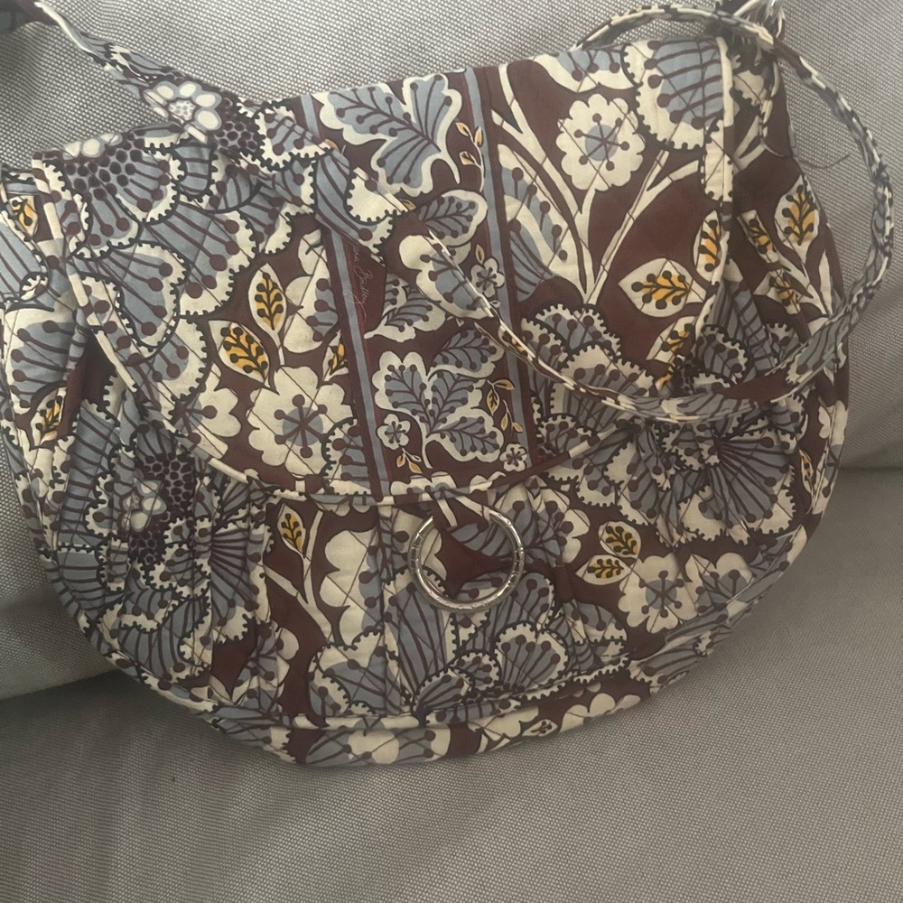 Vintage Vera Bradley Slated BloomQuilted Floral Crossbody Bag - Brown & Blue